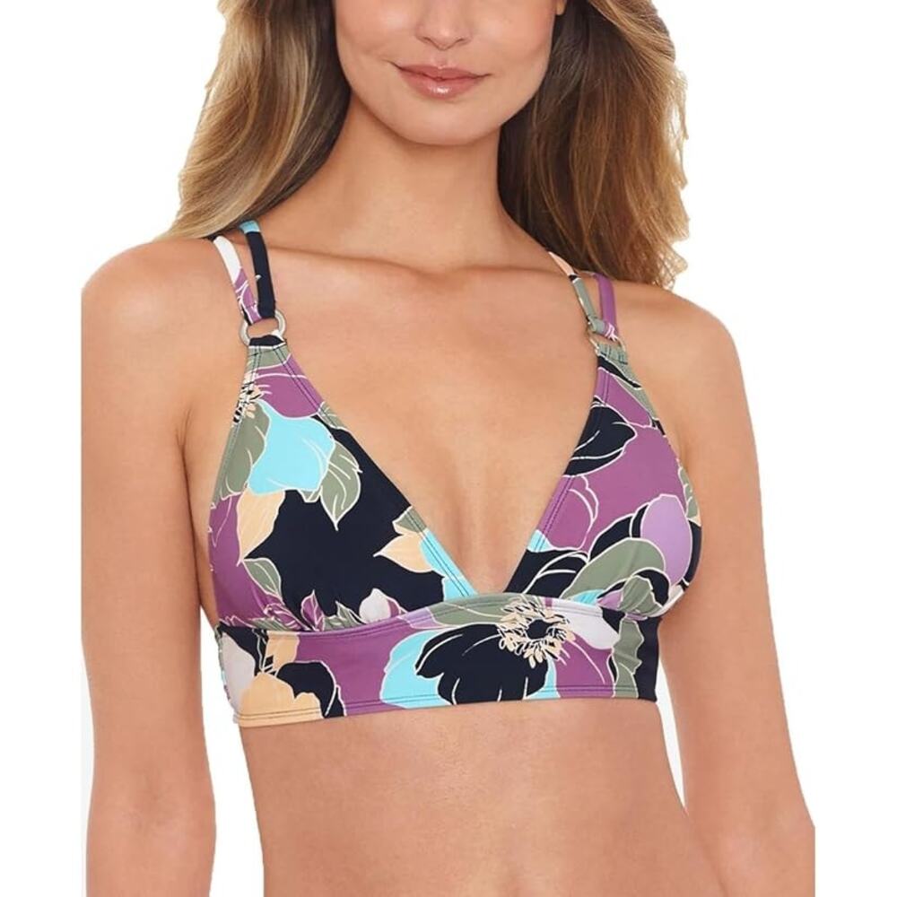 Salt + Cove Black/Multi Juniors Printed Underwire Bralette Bikini Top XS NWT